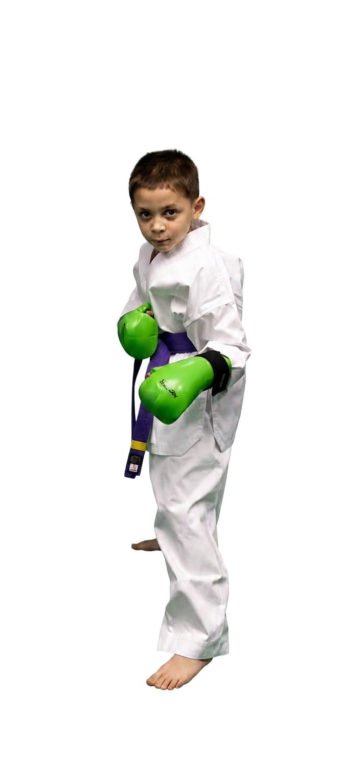 Brayden 'Little Hulk' Nichols in karate stance